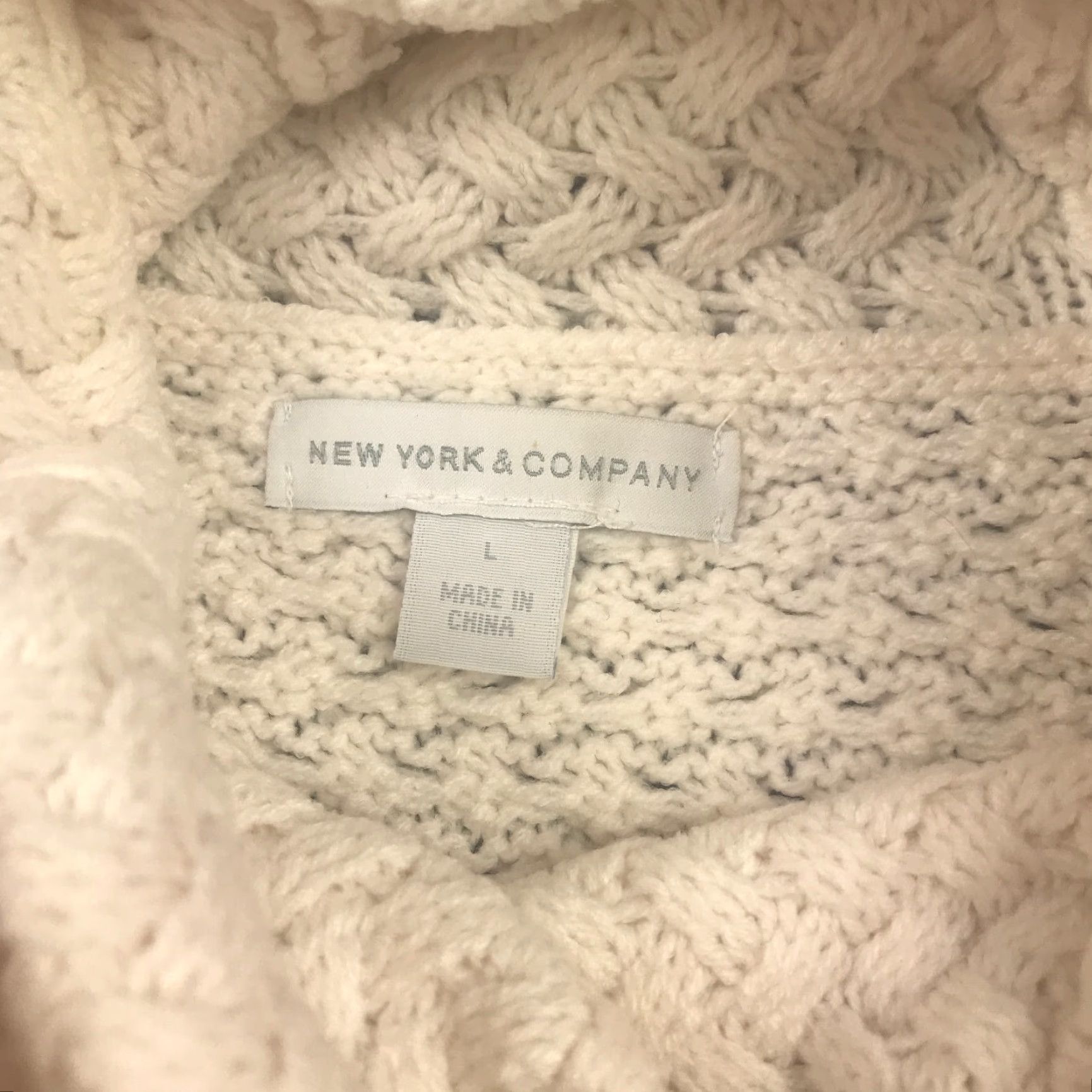 Vintage New York & Company Sweater Shirt Large White Basket Weave Knit Cowl Neck Pullover Womens Fall Winter Spring Size L / US 10 / IT 46 - 3 Thumbnail