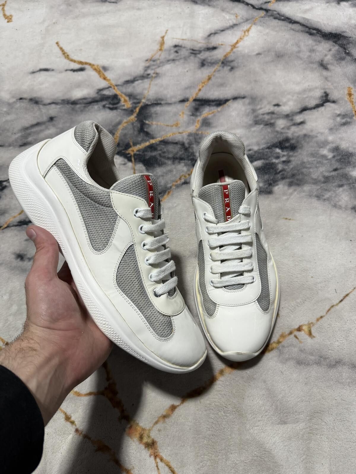 Prada Prada Americas Cup White Patent Leather Silver - Sz9US Size US 9 / EU 42 - 1 Thumbnail