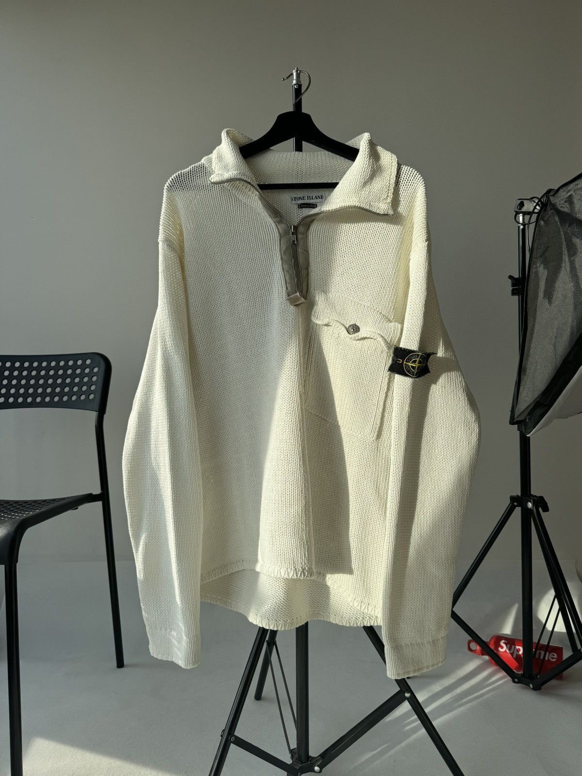 Massimo Osti Very Rare Vintage Stone Island 1/4 Knit Sweater Old Money Size US XL / EU 56 / 4 - 2 Thumbnail