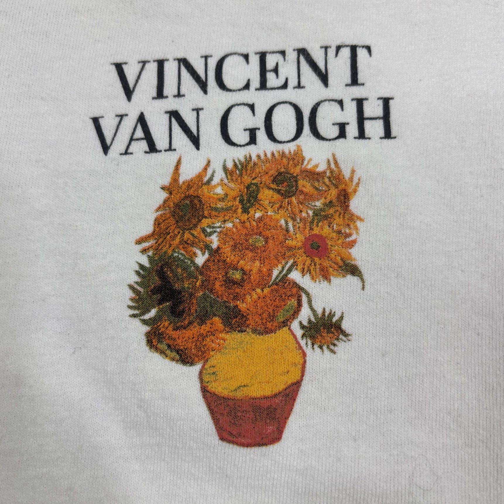 Vintage Mighty Fine Shirt Women XL White Cropped Vincent Van Gogh Flowers Ladies XL Cropped Flowers T-Shirt Women’s Size XL / US 12-14 / IT 48-50 - 4 Thumbnail