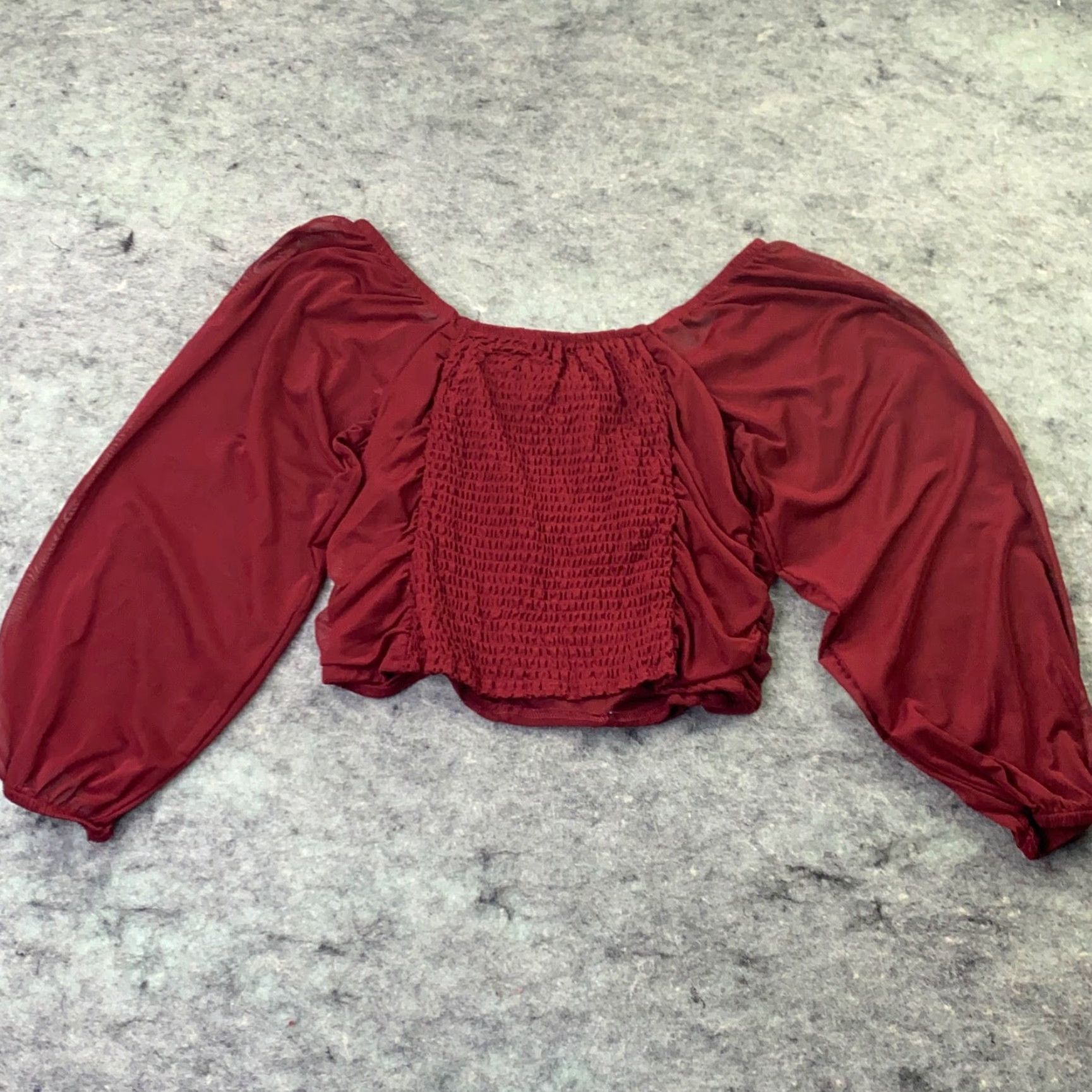 Almost Famous VINTAGE Almost Famous Womens Shirt XL Red Ruched Balloon Sleeve Cropped Off The Shoulder Size XL / US 12-14 / IT 48-50 - 6 Thumbnail