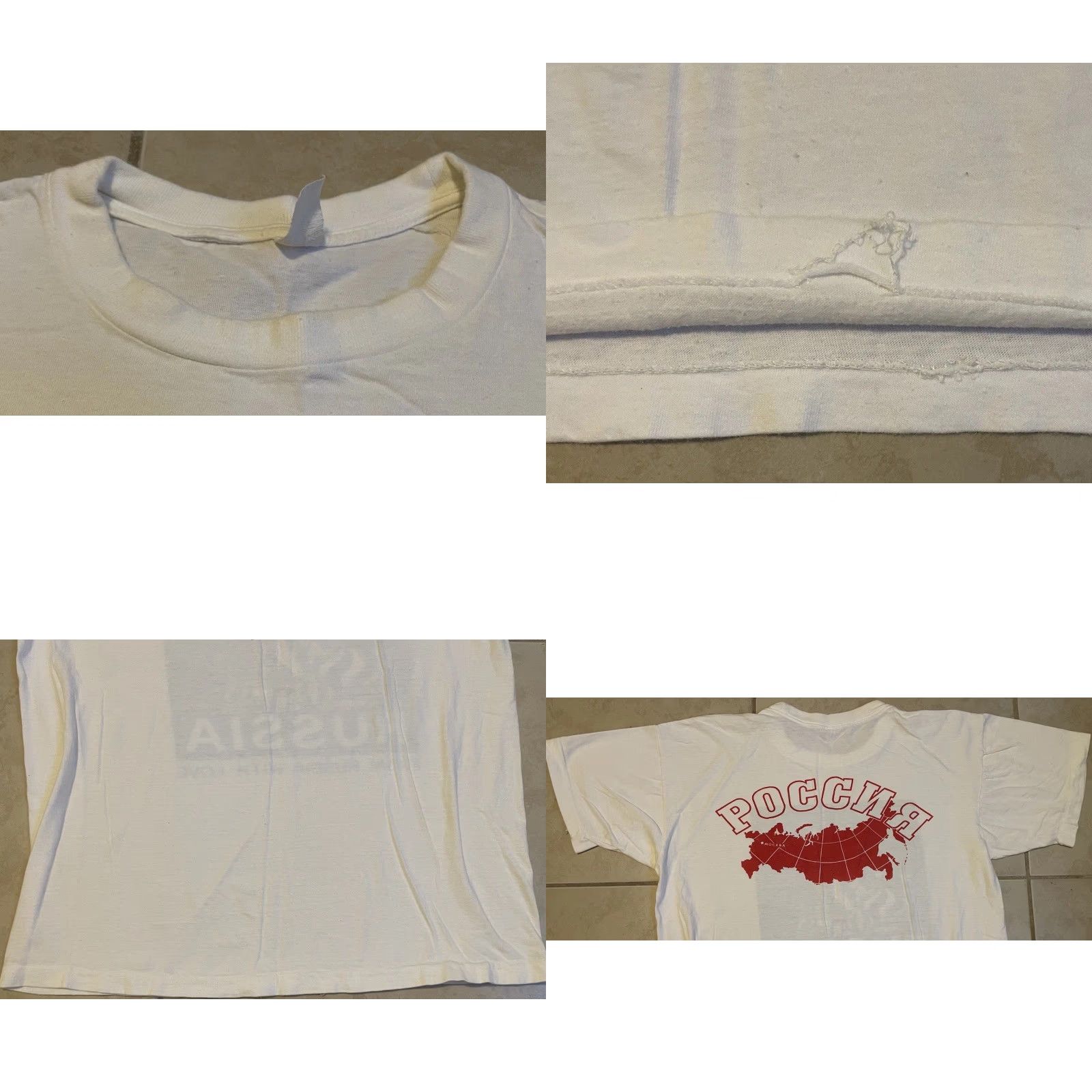 Vintage VINTAGE From Russia With Love Faded Shirt L Moscow College Flag Art Grunge 80s 90s Shirt Mens White Single Stitch Graphic Tee Cap. Size US L / EU 52-54 / 3 - 8 Thumbnail