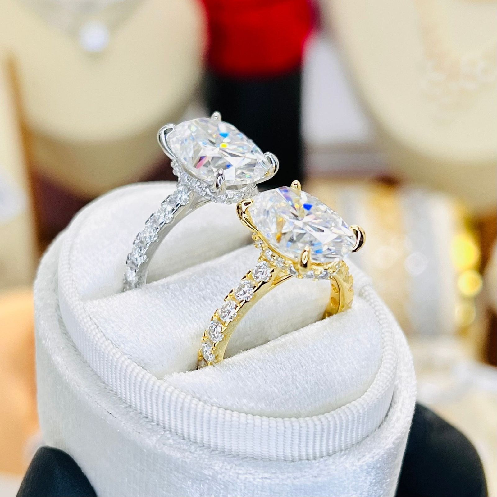 Other Luxurious 11.62ctw Oval Moissanite Hidden Halo Eternity Ring Size ONE SIZE - 2 Thumbnail