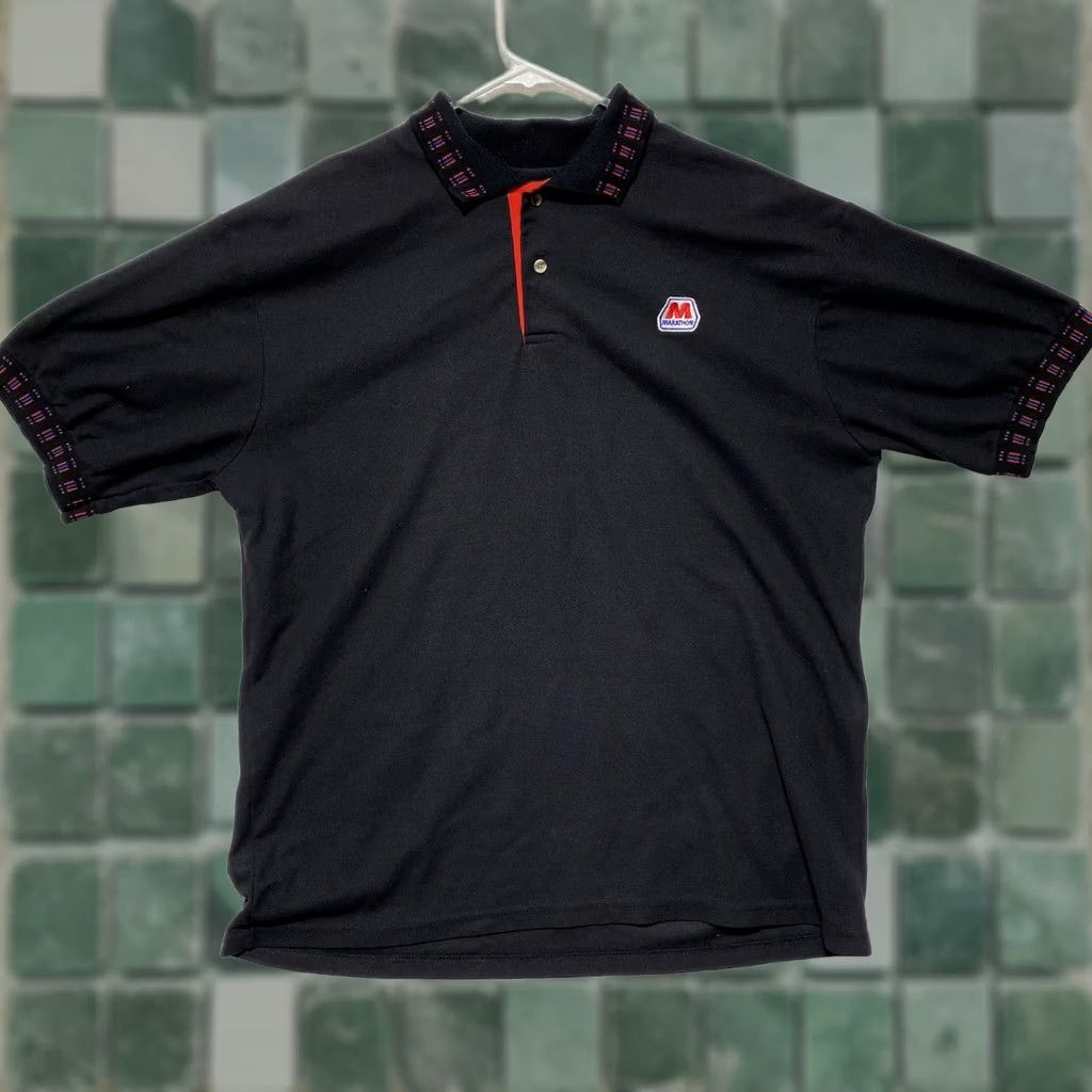 GAS VINTAGE Polo Golf Shirt XL Black Embroidered Golf Marathon Oil Gas Station Uty Apparel Polo Shirt Men XL Embroidered Size US XL / EU 56 / 4 - 1 Thumbnail