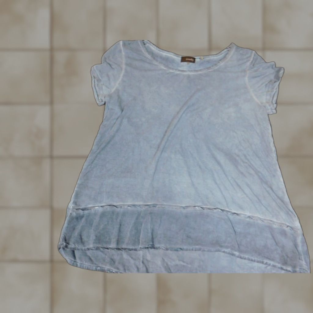 Vintage Crosby Womens Blouse L Blue Crew Neck Short Sleeve Pullover Cotton Blend Stretch Casual Everyday Women Size L / US 10 / IT 46 - 1 Thumbnail