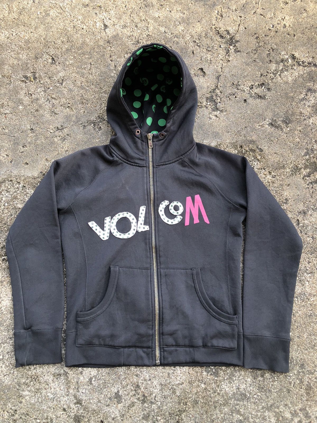 Volcom Vintage Volcom Hoodie Patchwork Logo V Line Science OSFA Size ONE SIZE - 3 Thumbnail