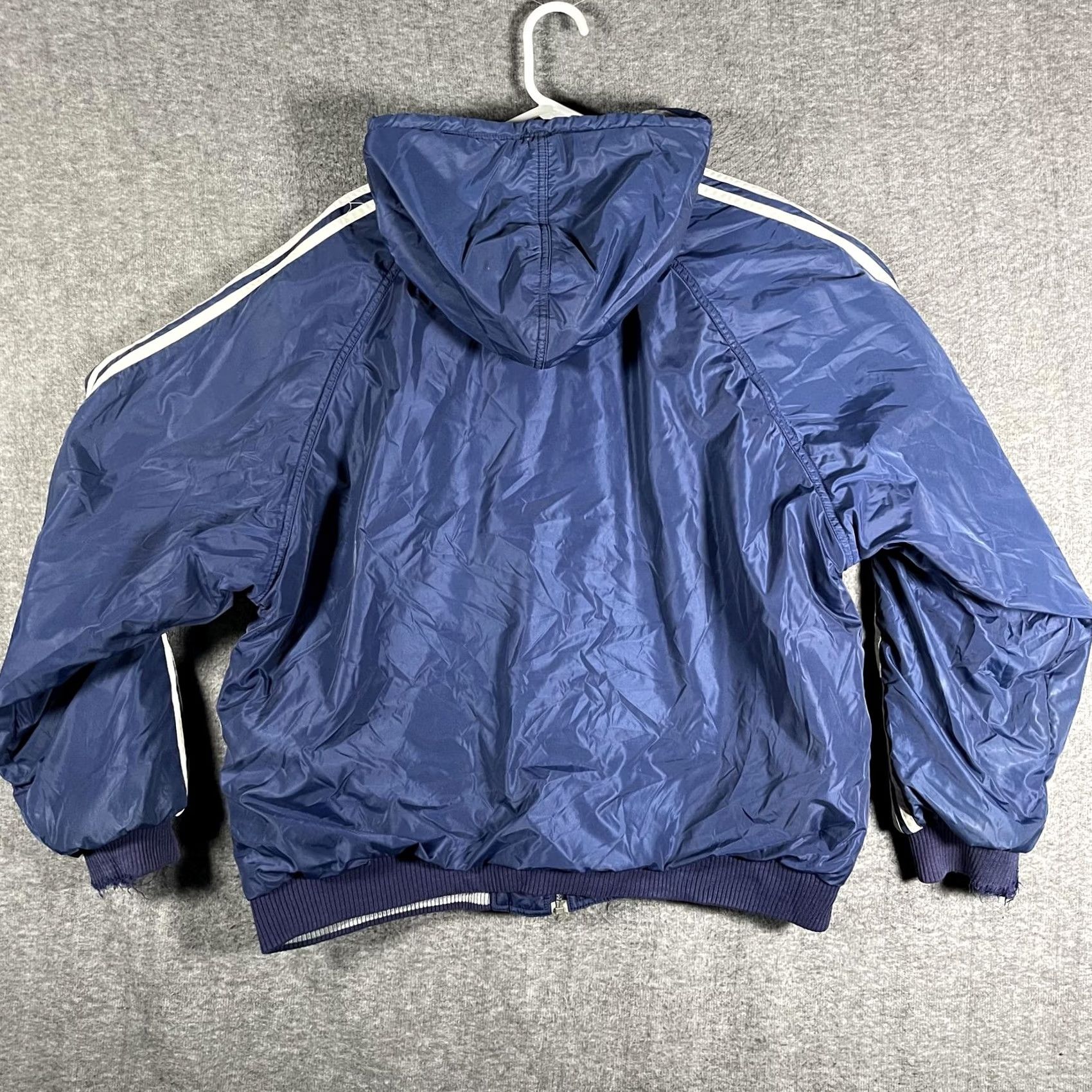 Adidas Adidas Jacket Mens XL Blue Gray Reversible Hooded Full Zip Winter Bomber Vintage Size US XL / EU 56 / 4 - 4 Thumbnail