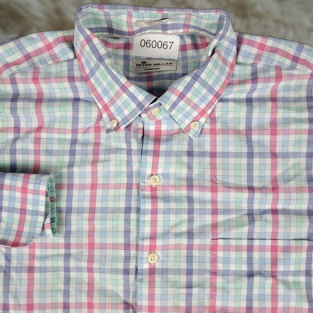 Peter Millar VINTAGE? No — Peter Millar Shirt Mens XL Blue Plaid Button-Up Long Sleeve Casual Dress Shirt Size US XL / EU 56 / 4 - 1 Thumbnail