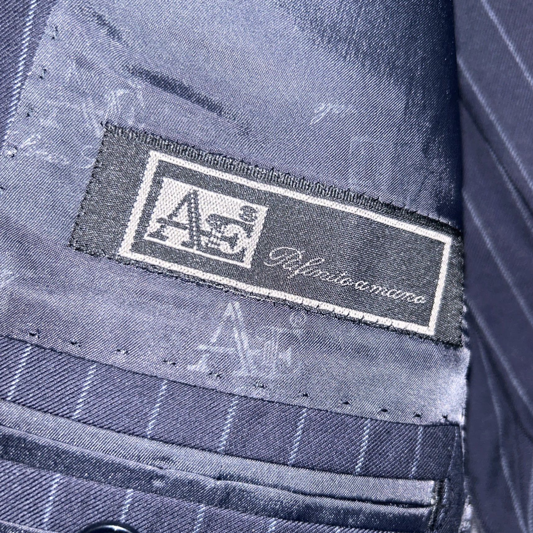 Apolis Linea sartoriale navy Pinstripe luxury suit wool US 40 Eur50 Made Italy Size 40R - 3 Thumbnail