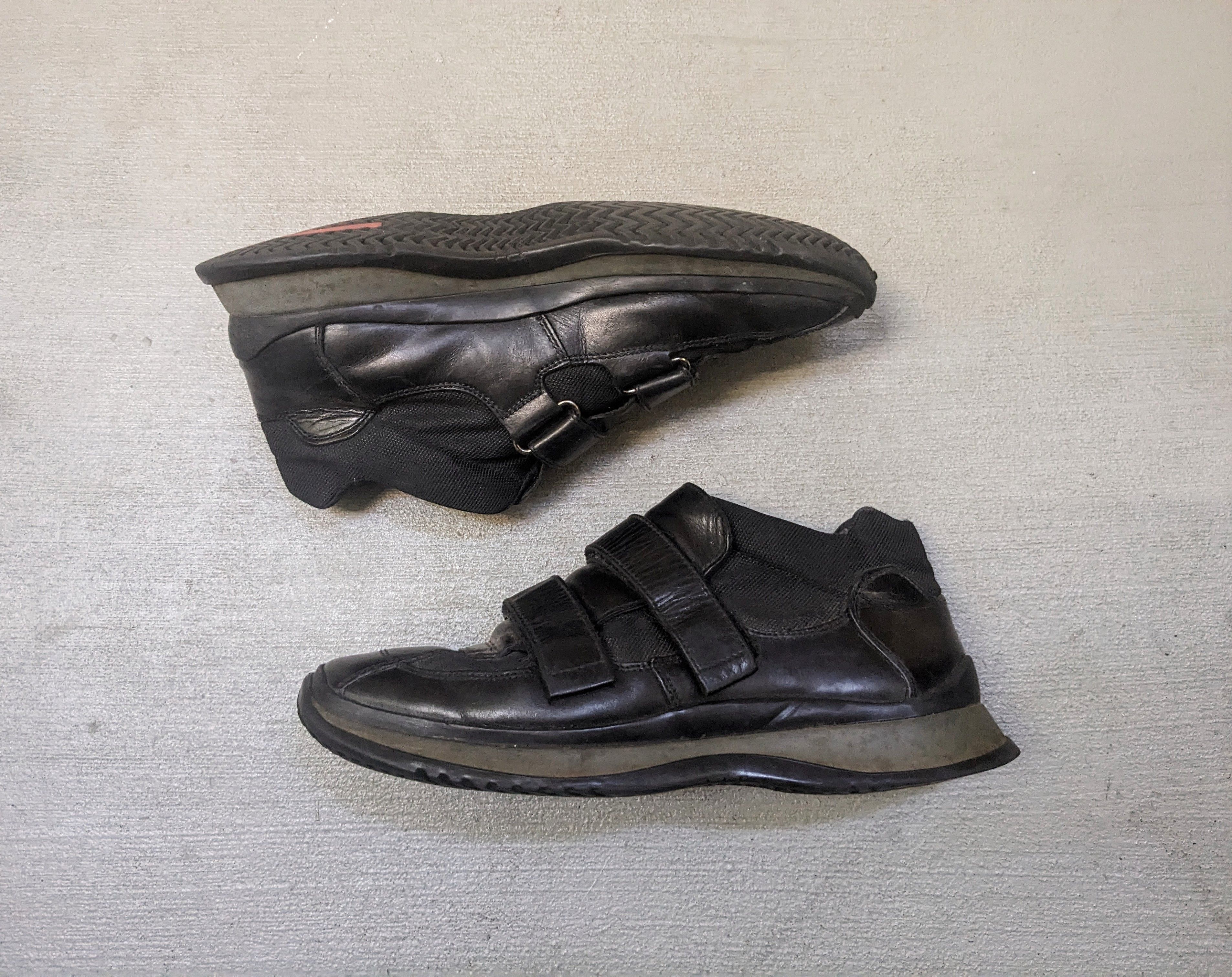 Prada Prada Sneakers Size 9.5 Black Leather Mid Tops Strap Y2K Size US 9.5 / EU 42-43 - 1 Thumbnail