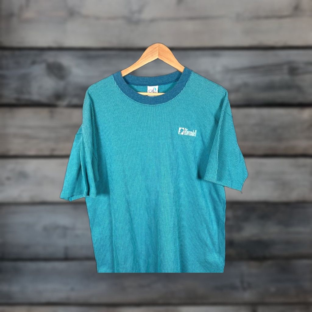 Vintage VINTAGE Cal Cru T-Shirt Men XL Green Stripe Embroidered Logo 90s Rivendell Single Stitch Shirt Size US XL / EU 56 / 4 - 1 Thumbnail