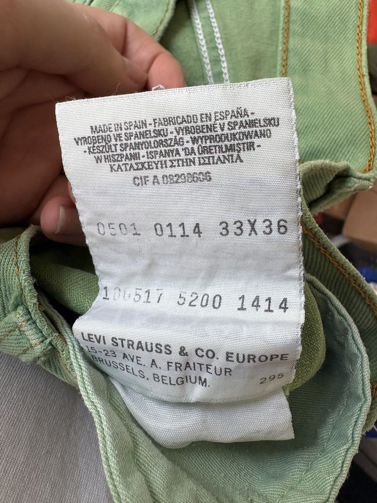 Levi's 501 Made In Spain Green 90’s Size US 32 / EU 48 - 8 Thumbnail