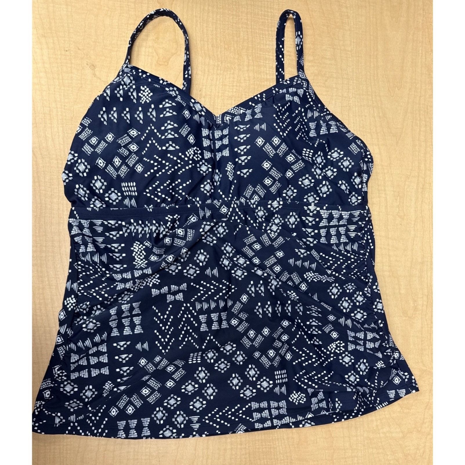 Other Kona Sol 18W Navy Geometric Print Tankini Top Plus Size Swim Size ONE SIZE - 6 Thumbnail