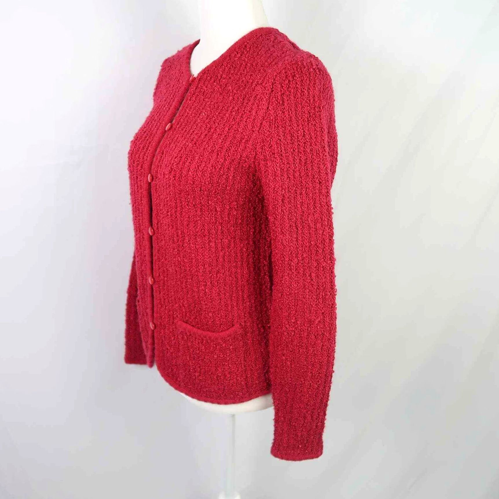Pinko VINTAGE 90s raspberry pink textured knit cardigan sweater S front button Women Size S / US 4 / IT 40 - 3 Thumbnail