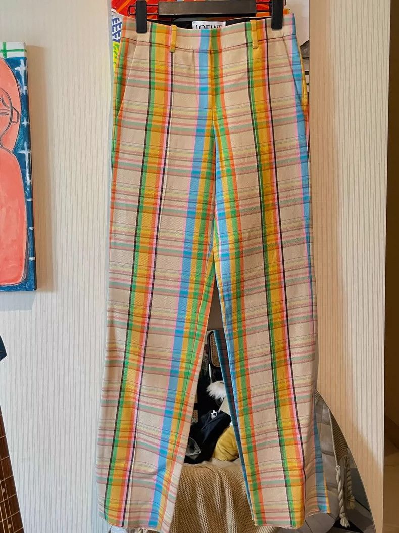 Loewe LOEWE Colorful checkered printed straight leg pants Size 42" / US 20 - 3 Thumbnail