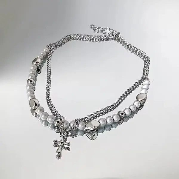 Jewelry Kitayama x Akai Double Layer Chain Cross Necklace Size ONE SIZE - 3 Thumbnail