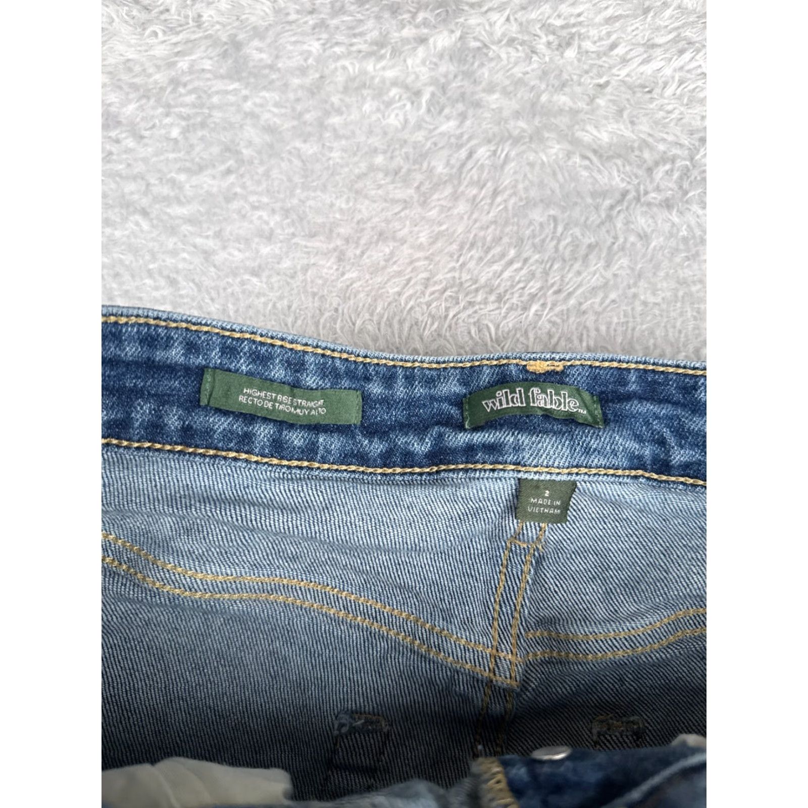 Vintage Wild Fable Jeans Women Size 2 Blue Denim High Rise Straight 26x26 5-Pocket Distressed 90s Retro Womens Size 26" / US 2 / IT 38 - 6 Thumbnail