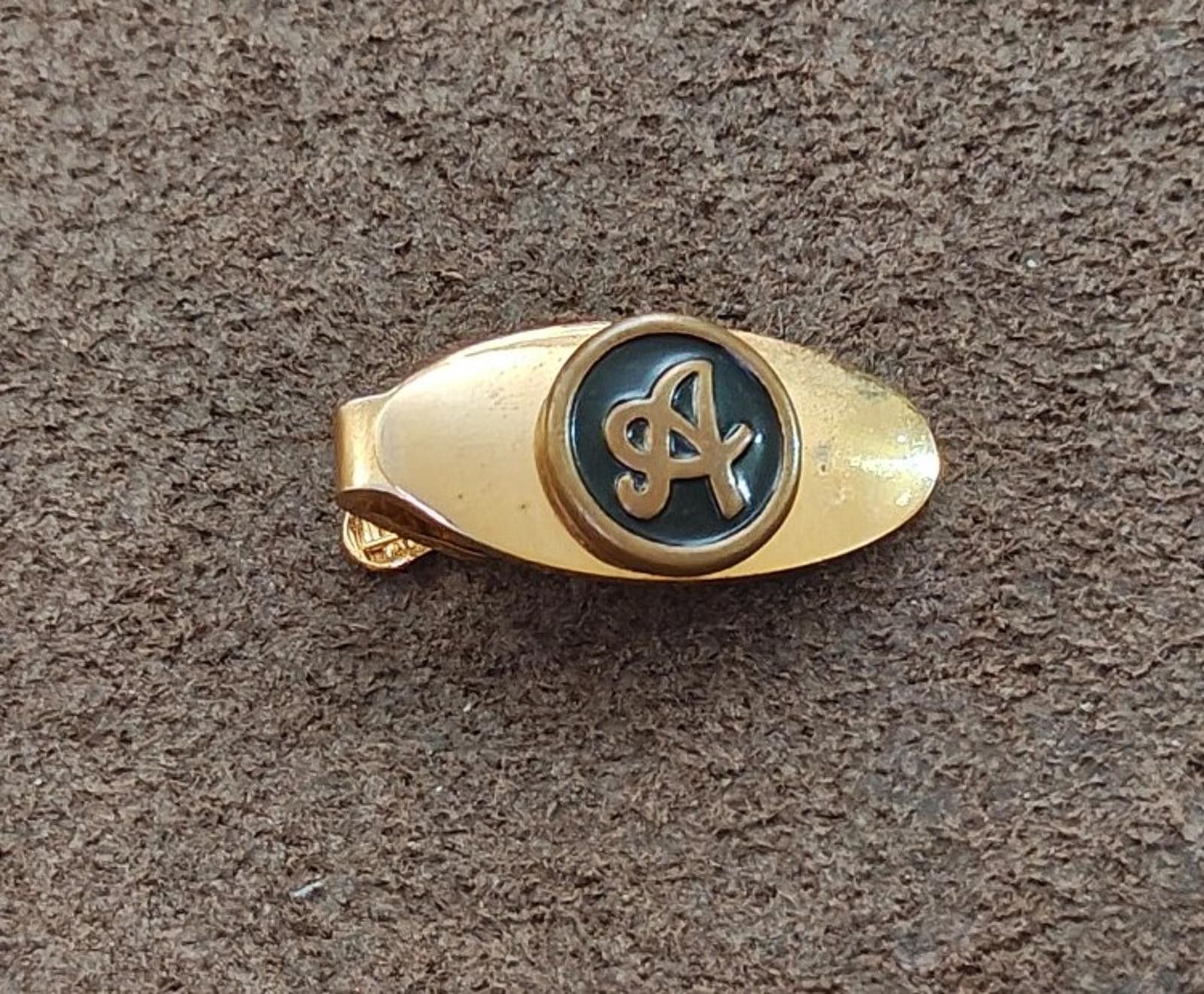 Other 1950s/60s Gold Tone Black Enamel Monogram Initial A Tie Clip Size ONE SIZE - 4 Thumbnail