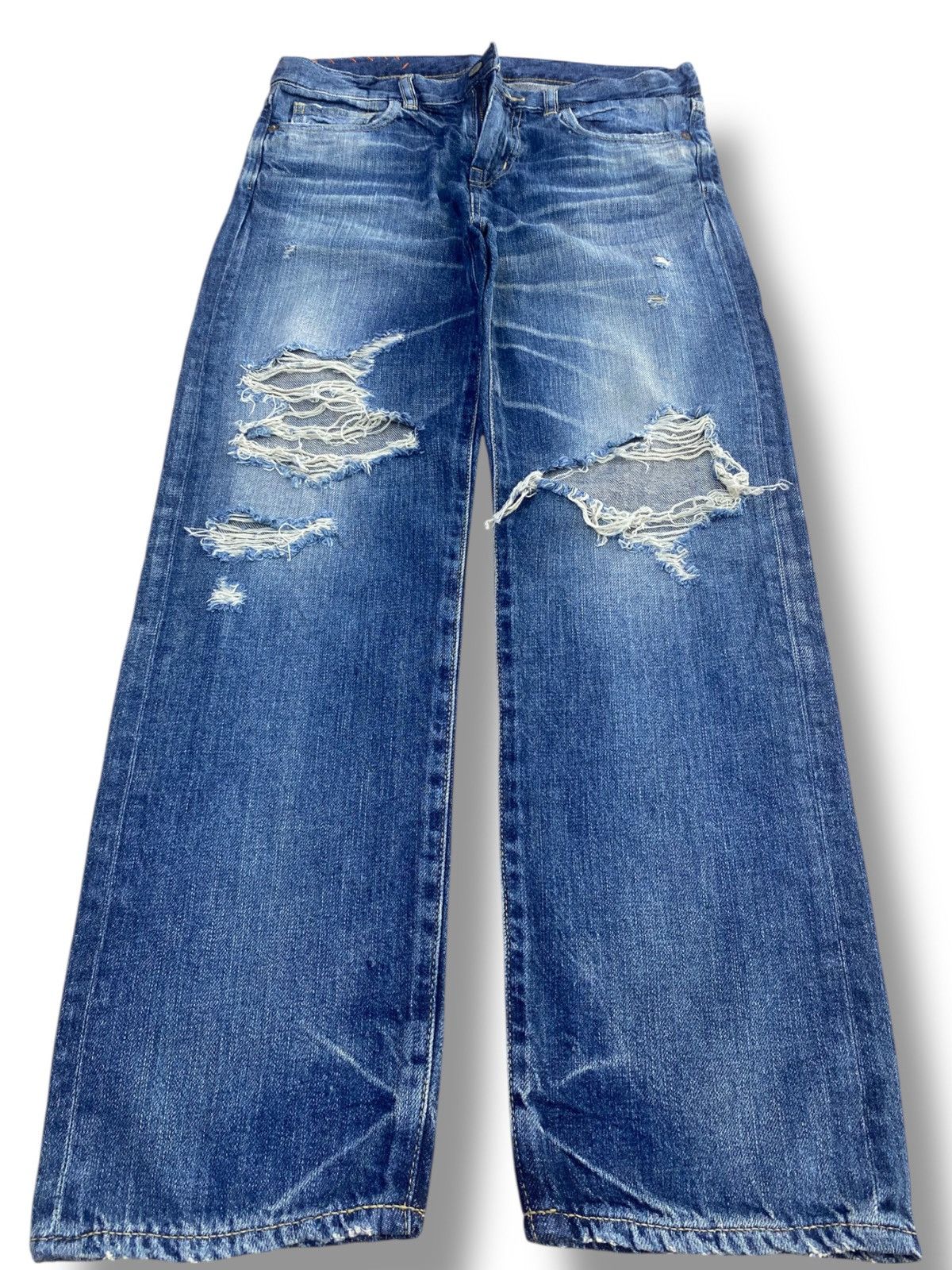 Japanese Brand Japanese Brand Whiskers Faded Wash Style Distressed Jeans Size US 30 / EU 46 - 1 Thumbnail