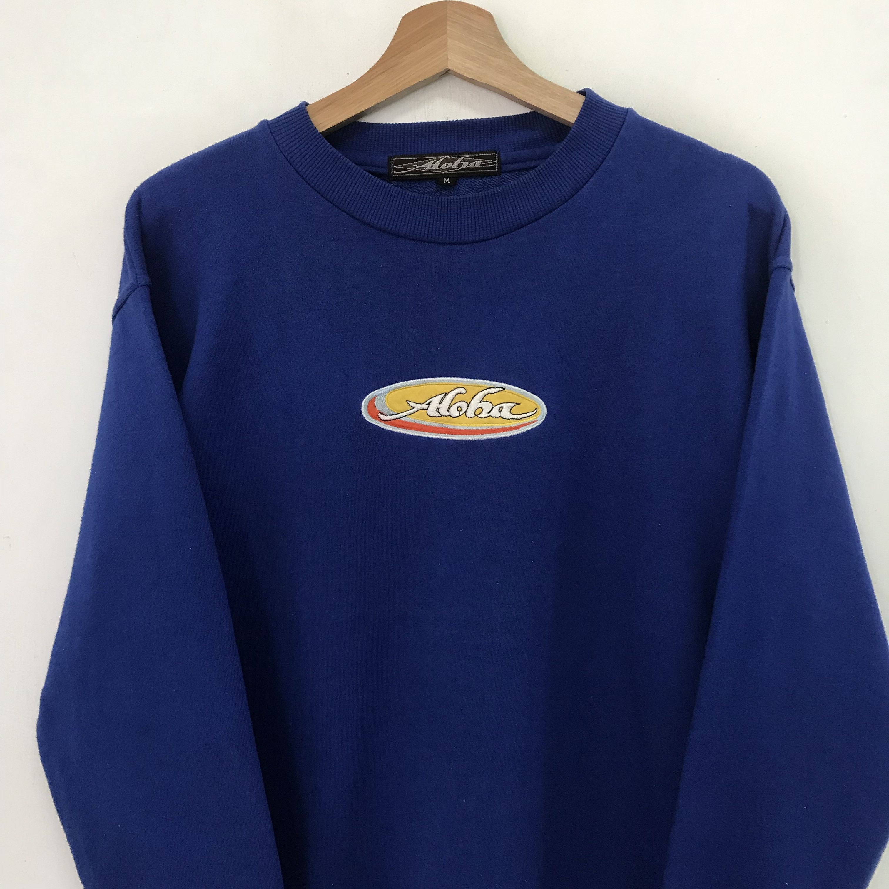 Vintage Vintage 90's Aloha Blue Sweatshirt Medium - 631 Size US M / EU 48-50 / 2 - 3 Thumbnail