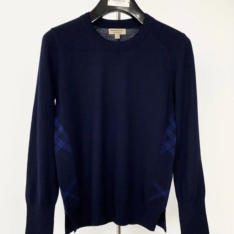 Burberry Burberry Men's Navy Blue Wool Knit Sweater Size US S / EU 44-46 / 1 - 1 Thumbnail