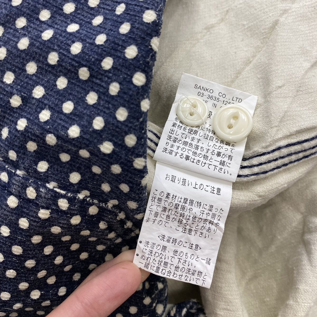 go slow caravan GO SLOW CARAVAN Seven Seas Japanese Brand Polca Dot ButtonUp Size US L / EU 52-54 / 3 - 6 Thumbnail