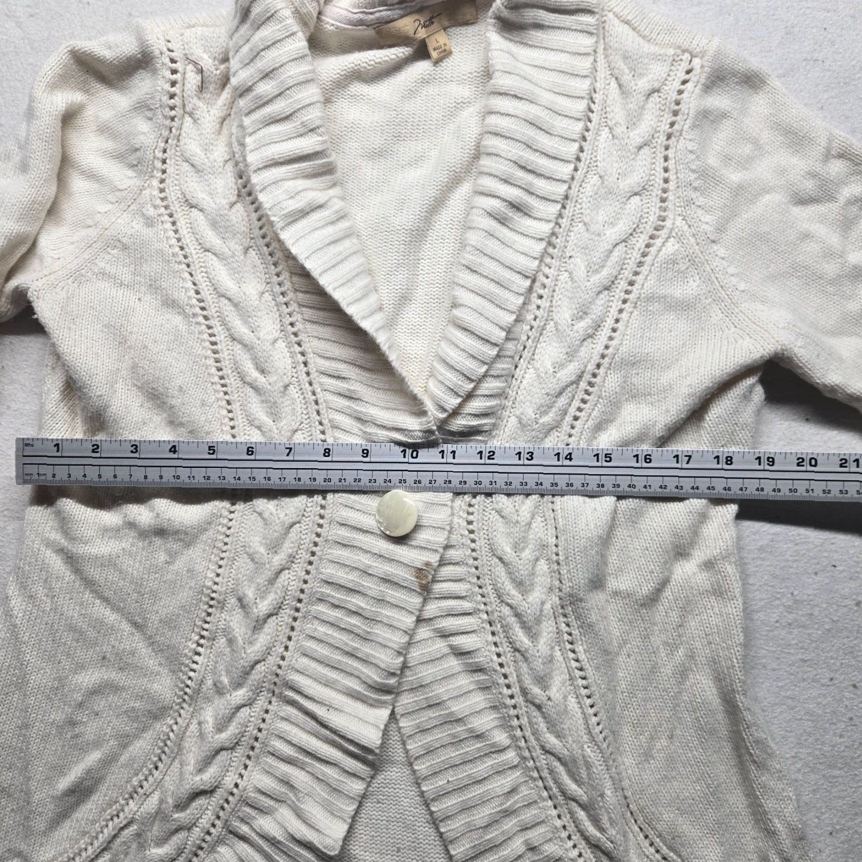 Vintage Motto Jacket Cardigan Knit Sweater Ivory Cream Unique Adult Women's Size L Large Moto Style Jacket Spring Fall Womens CW Size L / US 10 / IT 46 - 5 Thumbnail