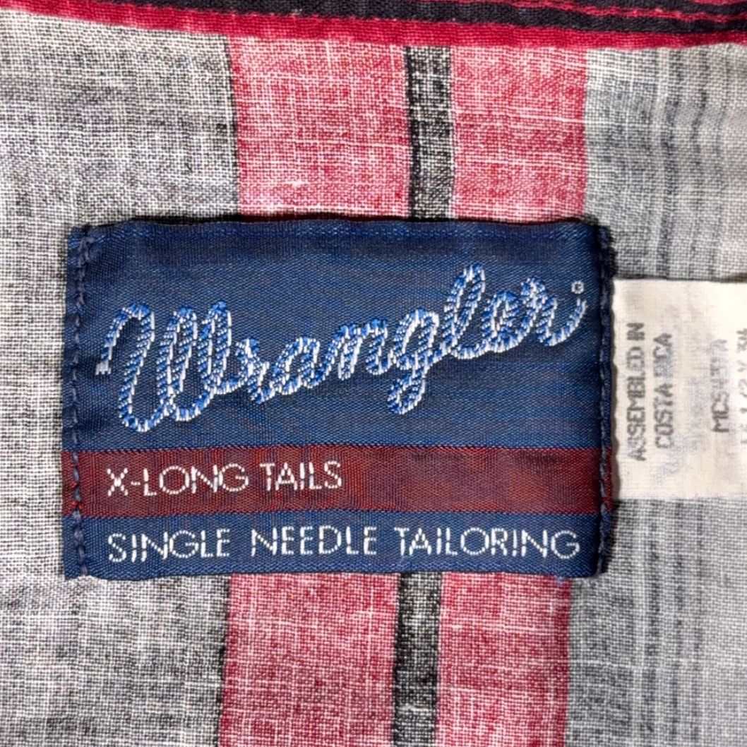 Wrangler VINTAGE Wrangler Western Shirt Wrangler Shirt Adult LARGE Red Striped Pearl Snap 80s Mens Size US L / EU 52-54 / 3 - 4 Thumbnail