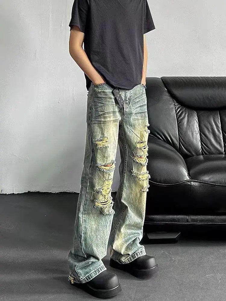 Designer × Japanese Brand Ripped and washed micro flare jeans Size US 32 / EU 48 - 5 Thumbnail