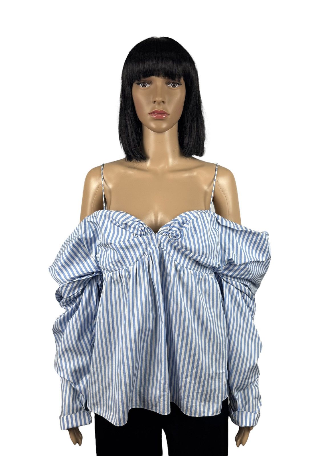 JW Anderson JW Anderson Blouse Off-the-shoulder with Ruching Striped Size L / US 10 / IT 46 - 1 Thumbnail