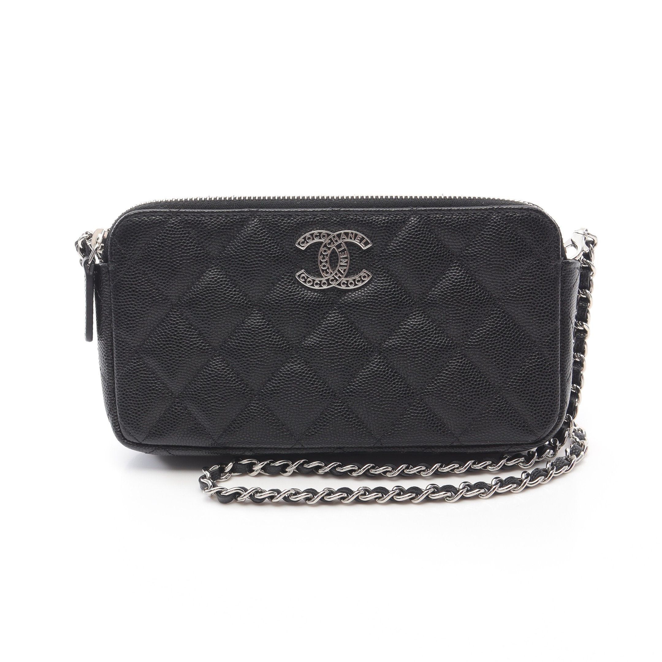 Chanel Chanel Matelasse Chain Wallet Caviar Skin Black Silver Hardware Size ONE SIZE - 1 Thumbnail