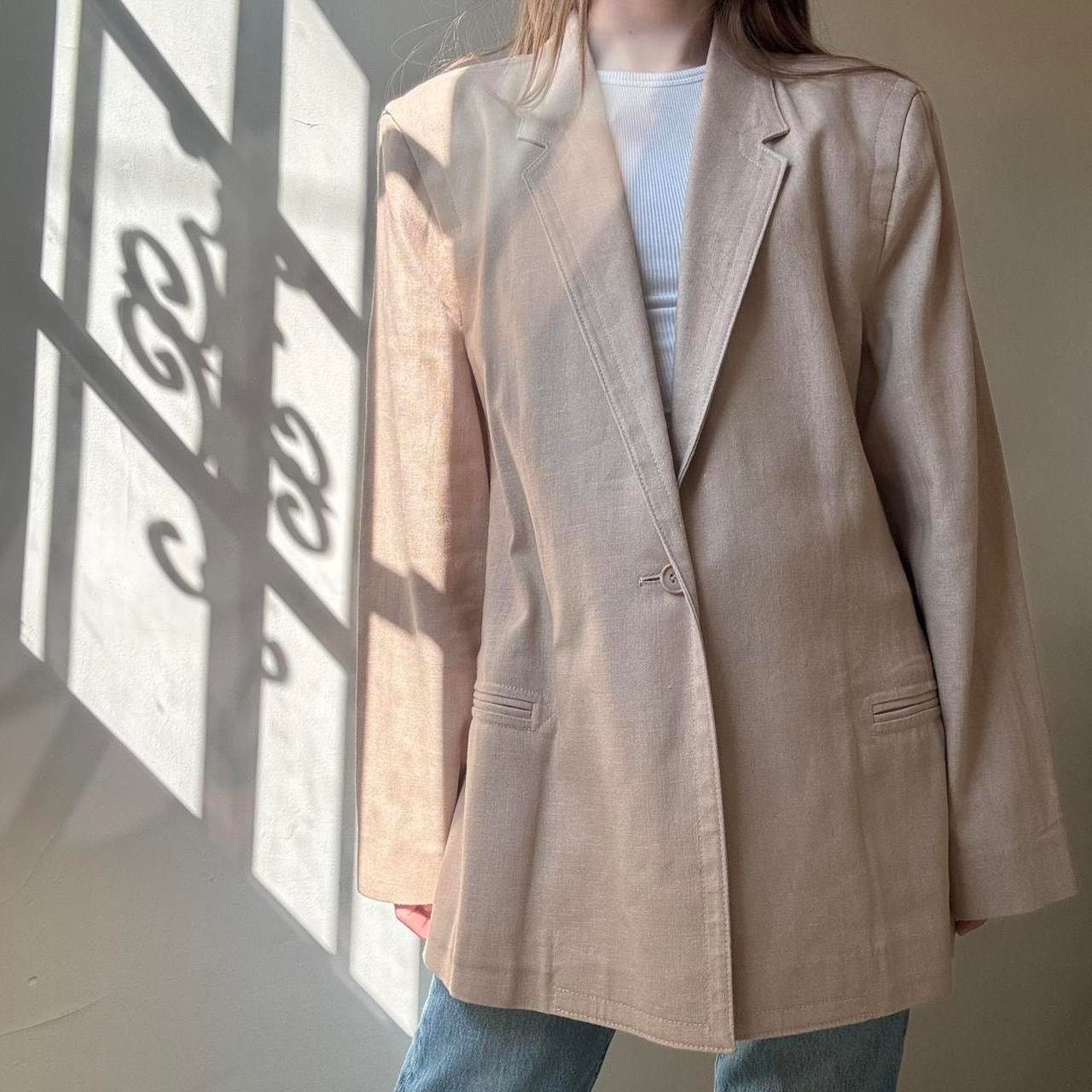Vintage Alicia Tan Linen Oversized Blazer 18 Preppy Oversized Size XXL / US 16-18 / IT 52-54 - 1 Thumbnail