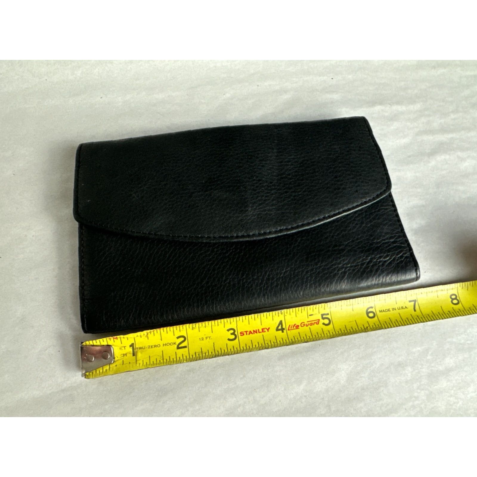 Vintage VINTAGE Black Tumbled Genuine Leather Wallet Tri Fold Mens Women’s Unisex Unbranded Leather Trifold Folding Wallet Size ONE SIZE - 5 Thumbnail