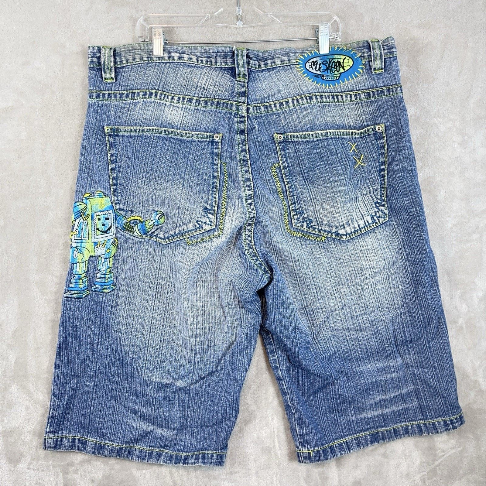 Other Y2K Miskeen Originals Baggy Robot Denim Shorts Mens 40 Size US 40 / EU 56 - 2 Thumbnail