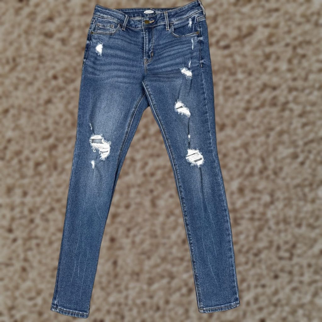 Old Navy Old Navy Jeans Women 4 Rockstar Super Skinny Distressed Stretch Denim Blue 27x29 Size 27" / US 4 / IT 40 - 1 Thumbnail