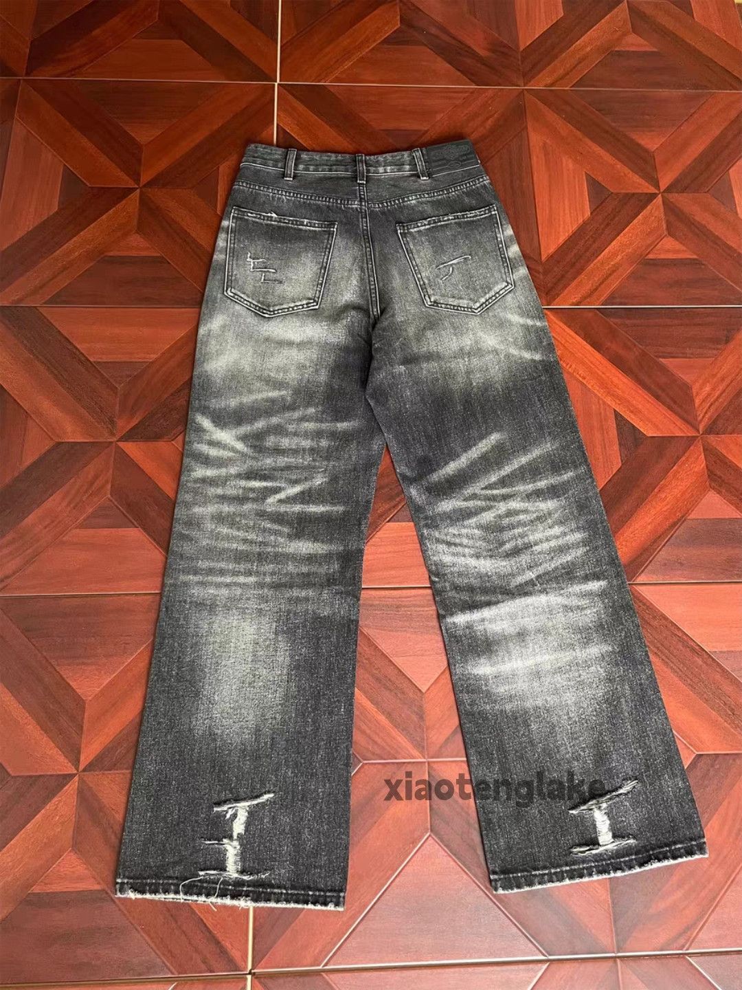 Jean Unisex washed faded punk grunge hiphop ripped jeans Size US 34 / EU 50 - 6 Thumbnail