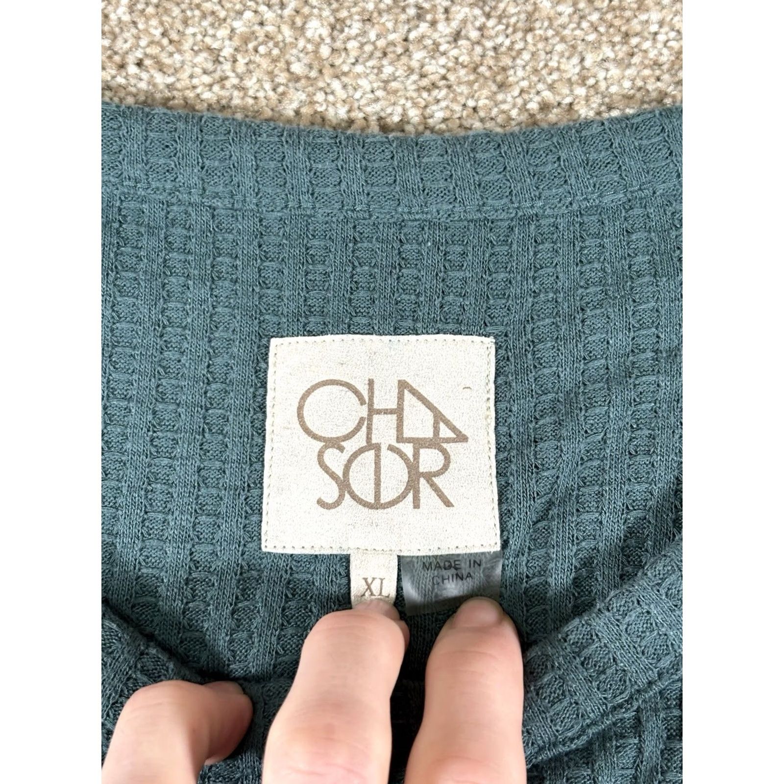 Vintage Chaser Thermal Waffle Weave Tunic Top Womens XL Green Knit Long Sleeve Pullover Shirt Blouse Womens Overall Tunic Style Thermal Top XL Green Size XL / US 12-14 / IT 48-50 - 4 Thumbnail