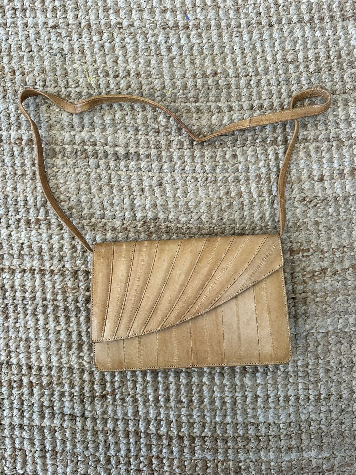 Vintage Eel Skin Convertible Clutch Purse In Beige, Women's