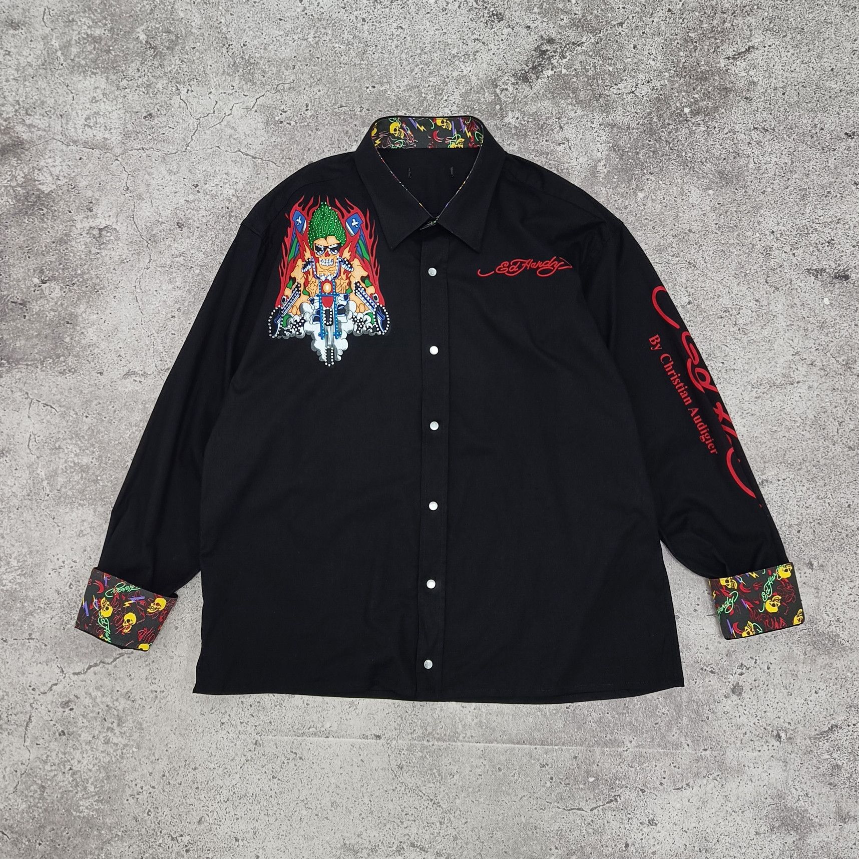 RARE Don Ed Hardy by Christian Audigier Button Up Shirt Large Logo 2024 Sz XL