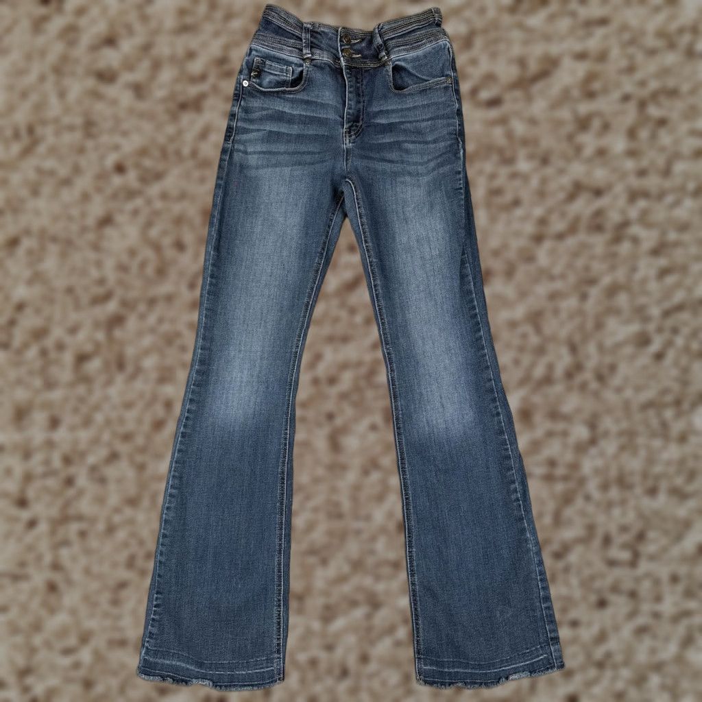 Vintage KanCan Jeans Womens 26 Blue Mid Rise Bootcut Distressed Stretch Denim 23x31 Size 26" / US 2 / IT 38 - 1 Thumbnail