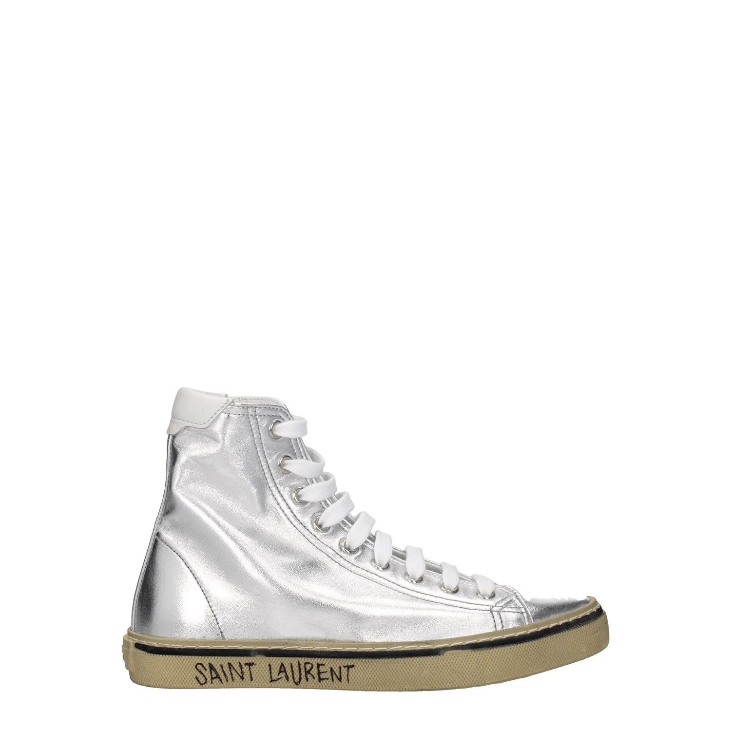 Saint Laurent Paris ob1o1e1124 Leather Sneakers in Silver Size US 5 / IT 35 - 1 Thumbnail