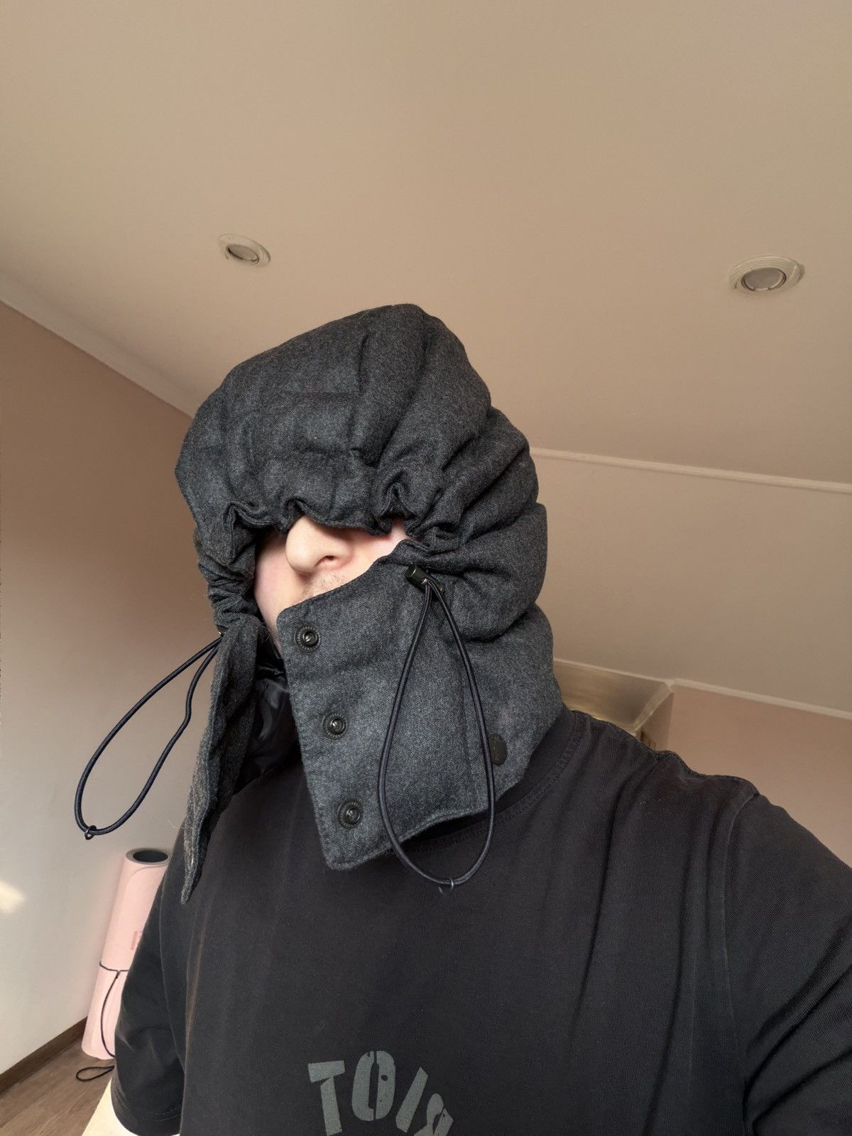 Moncler Moncler Balaclava Hat( Hood) One Size Gray Wool/Down Size ONE SIZE - 2 Thumbnail