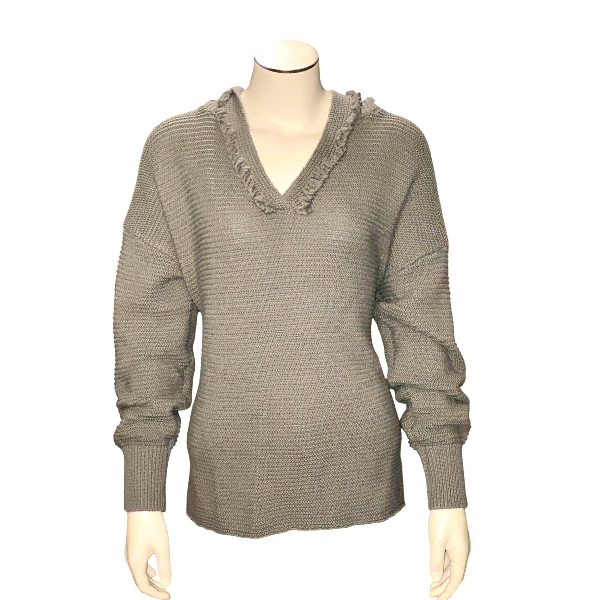 Other CCC Long Sleeve Hoodie Ribbed Cozy Gray Knit Pullover Sweate Size L / US 10 / IT 46 - 1 Thumbnail