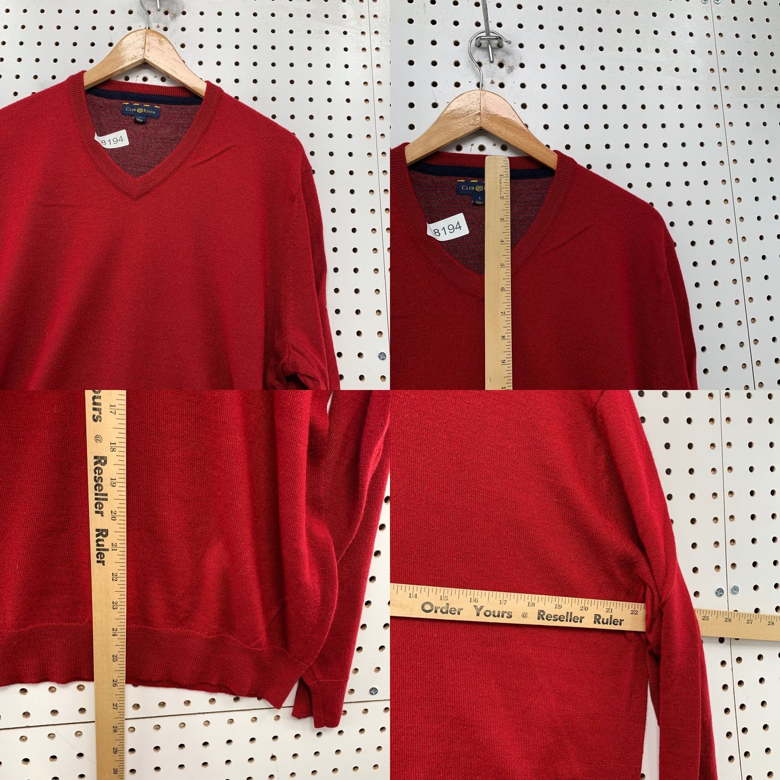 Club Room Club Room Merino Wool Sweater Mens Large Red V Neck Lightweight Preppy Work Size US L / EU 52-54 / 3 - 8 Thumbnail