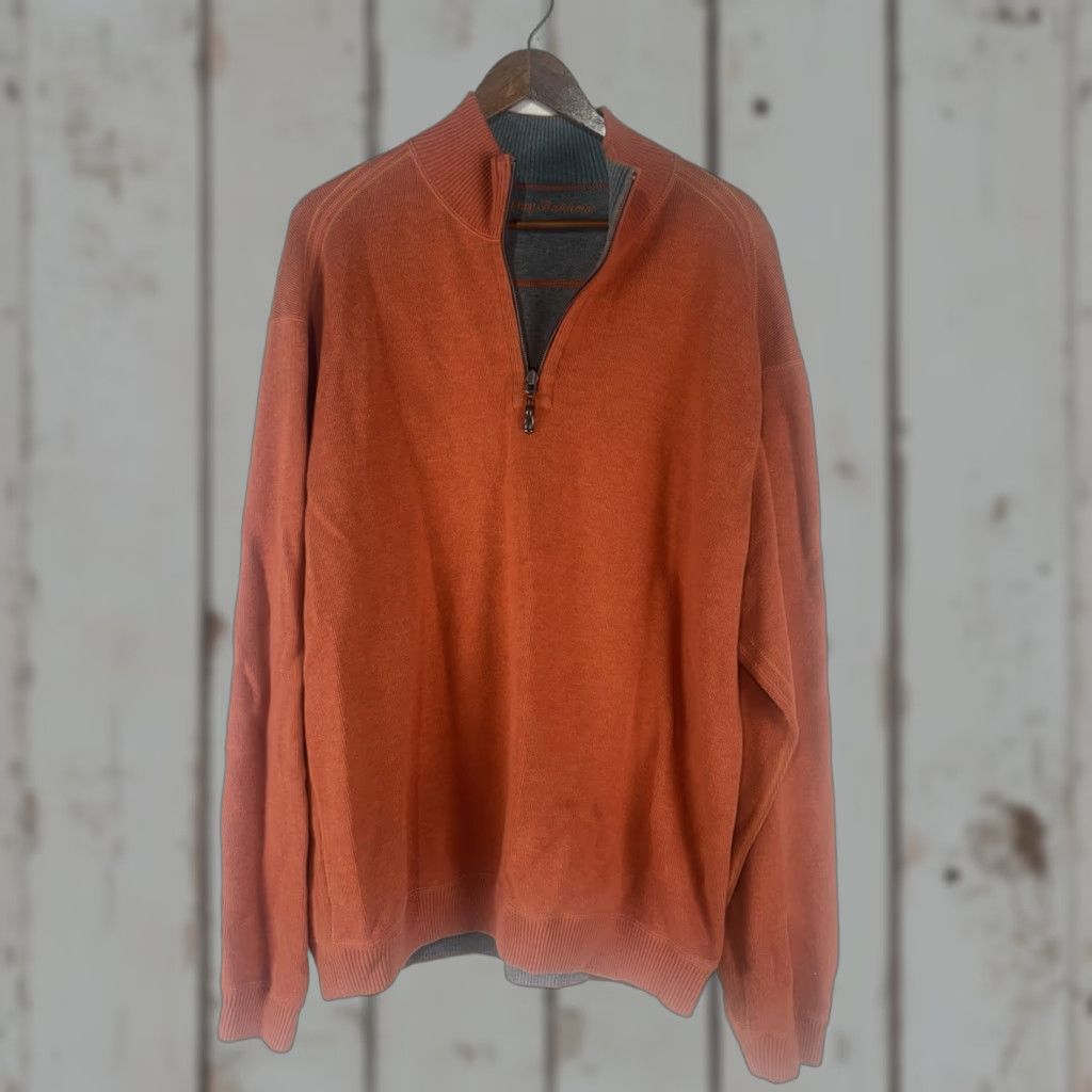 Tommy Bahama Tommy Bahama Heavyweight Orange 1/4 Zip Mock Neck Sweater Men XL Fall Winter Casual Size US XL / EU 56 / 4 - 1 Thumbnail
