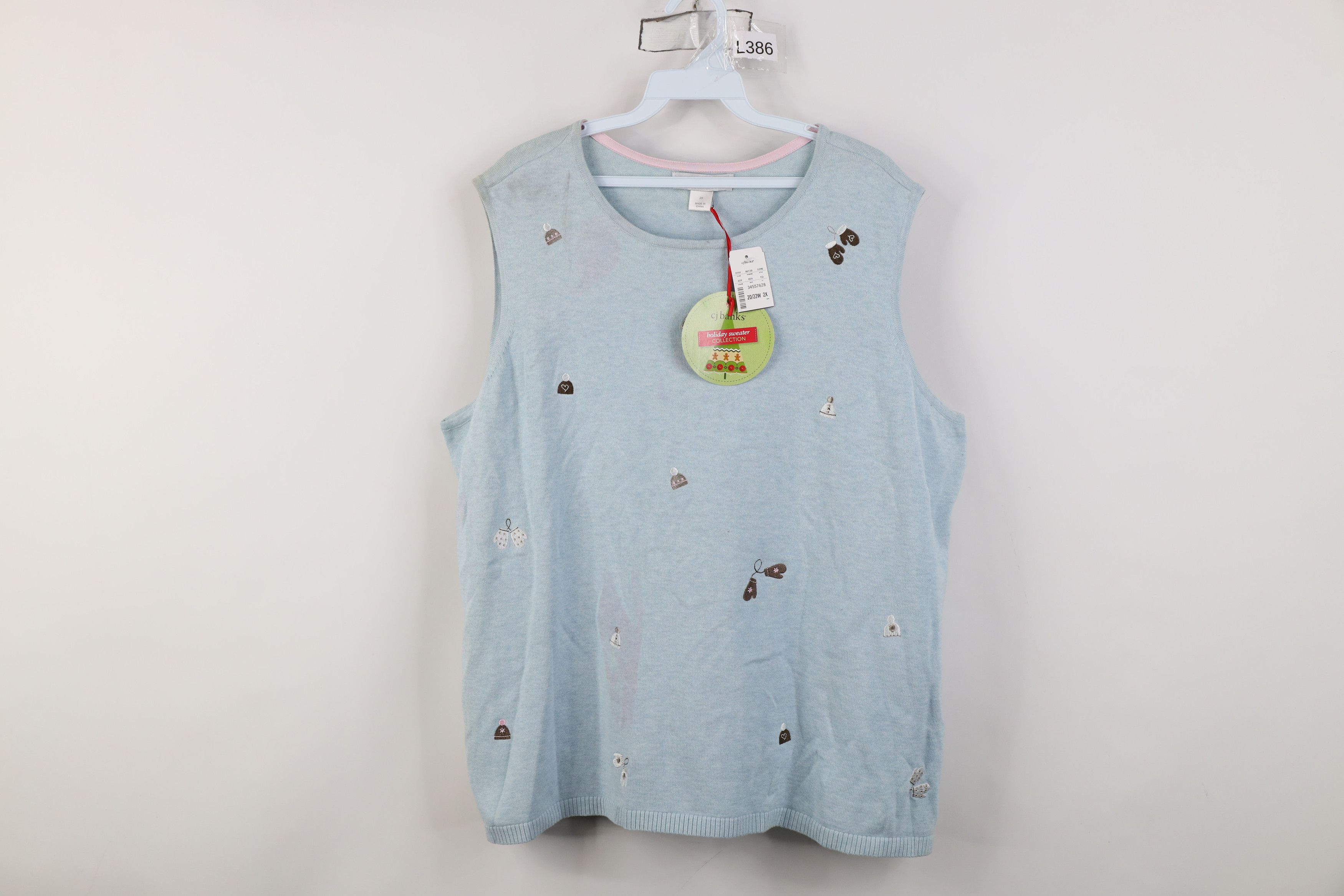 Vintage Deadstock Vintage 90s Christmas Mitten Beanie Sweater Vest Size XXL / US 16-18 / IT 52-54 - 1 Thumbnail