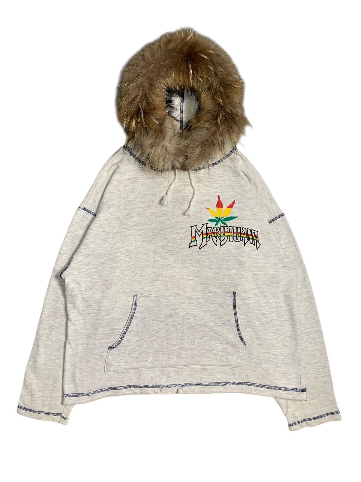 20471120 ARCHIVE STAR MARIJUANA FUR HOODIE BOB MARLEY RASTA STYLE Size US L / EU 52-54 / 3 - 1 Thumbnail