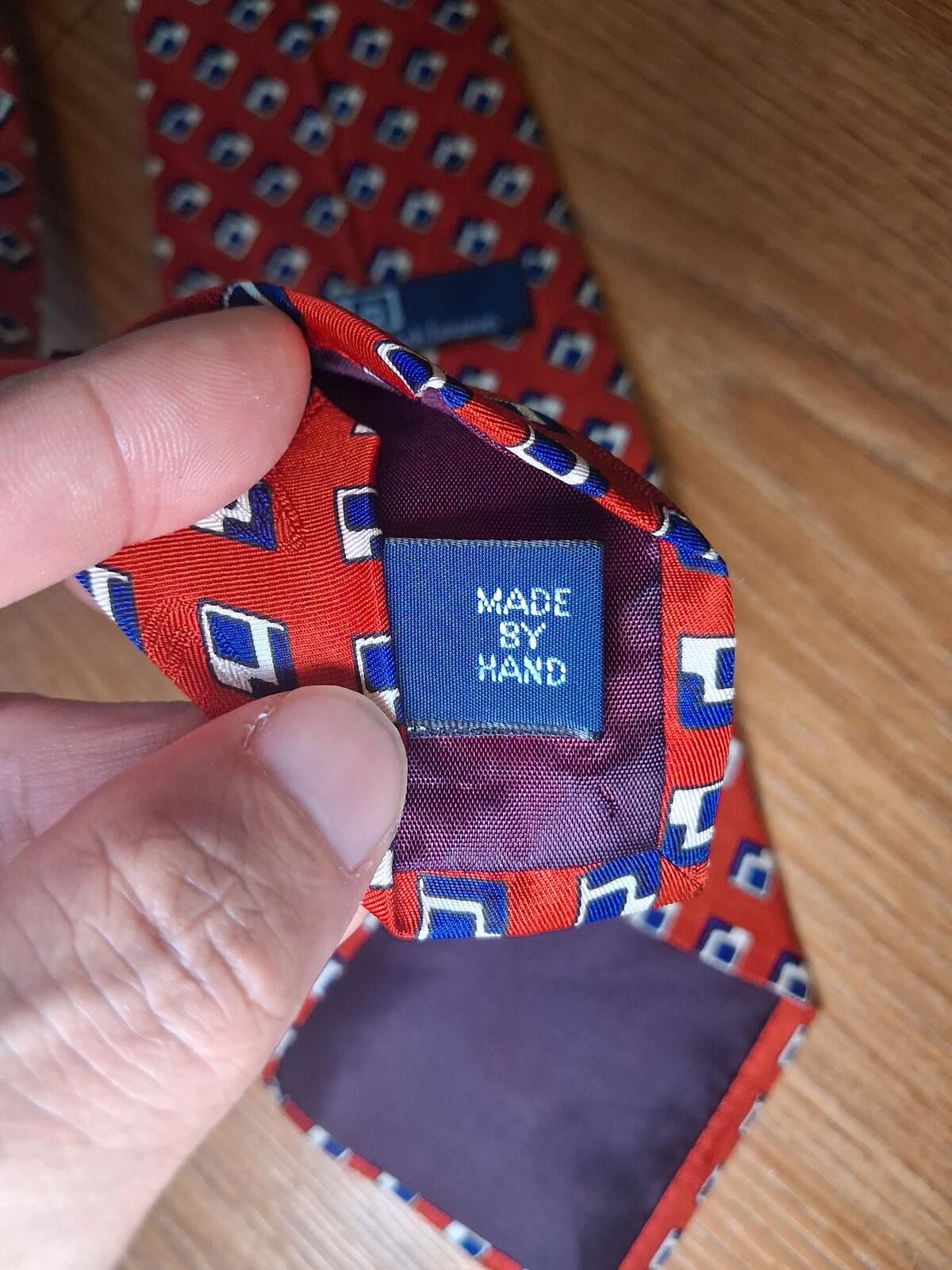 Polo Ralph Lauren Polo Ralph Lauren Silk Tie Red Geometric Handmade USA Wide Size ONE SIZE - 4 Thumbnail