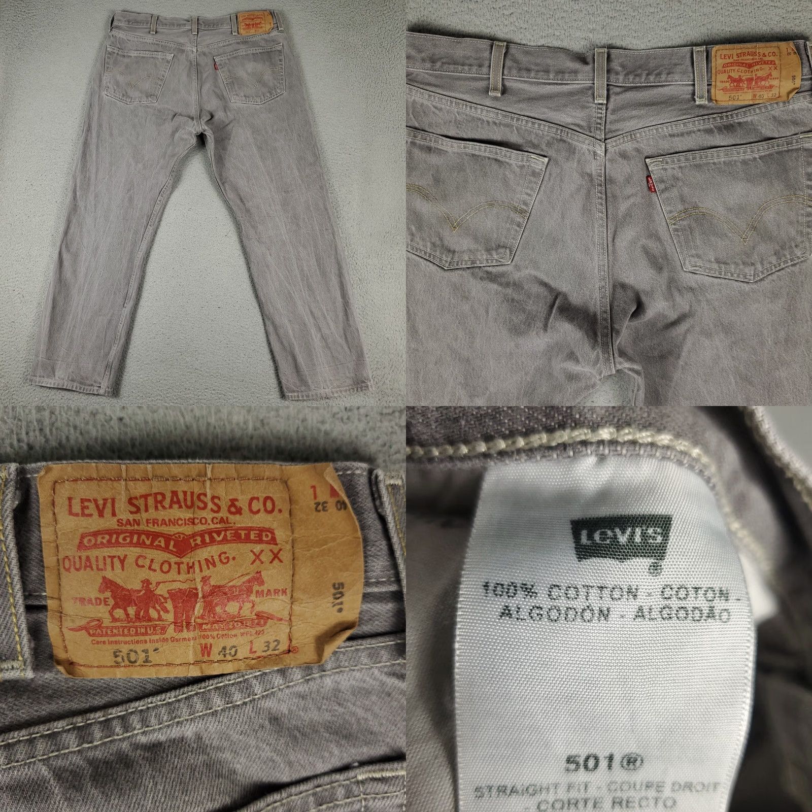 Levi's Levi's 501 Jeans Mens Regular Size 40x30 Gray Straight Leg Denim Pants Size US 40 / EU 56 - 8 Thumbnail