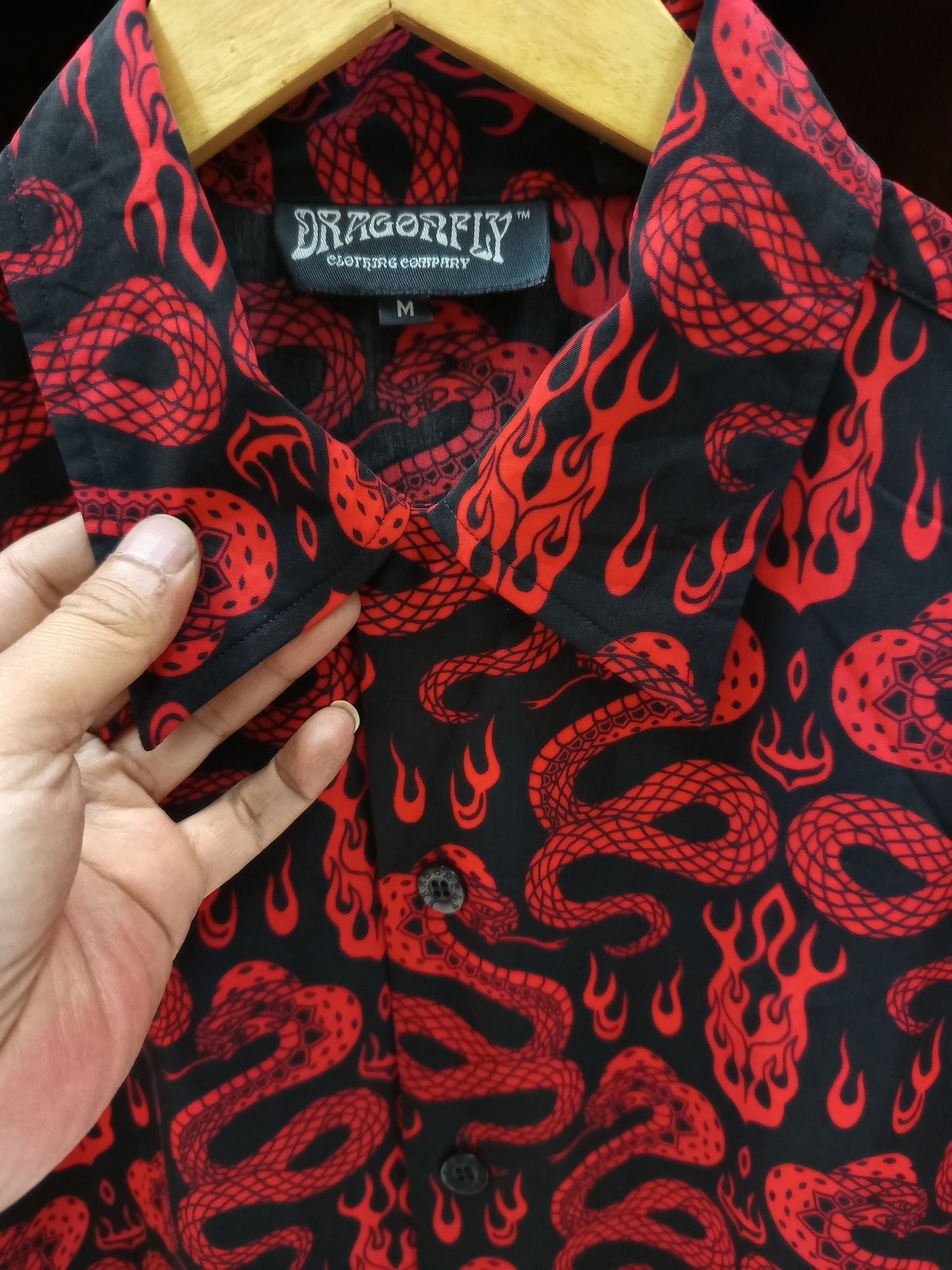 Dragonfly Dragonfly Snake Flame AOP Camp Collar Shirt Size US M / EU 48-50 / 2 - 7 Thumbnail
